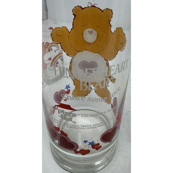 VINTAGE 1983 Care Bears Pizza Hut Drinking Glasses Set of 3 Tenderheart FunshIne - Picture 7 of 9